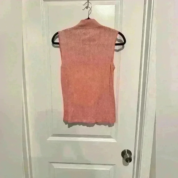 Bobby Chan Peach Sleeve-less Zip-up Sweater Sz M - Picture 4 of 4